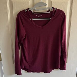 LOFT Deep Red Long Sleeve Tee